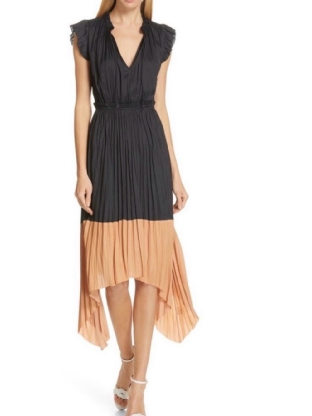 Ulla Johnson Senna Midi Colorblock Dress Women’s Size 2 Lightweight V Neck